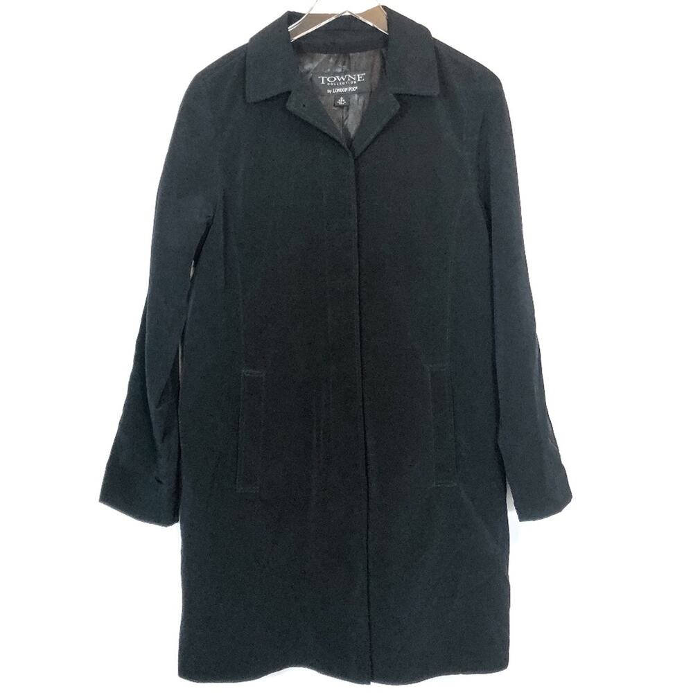 Vintage London Fog Towne Collection Black Trench Jacket‎ Womens Size S